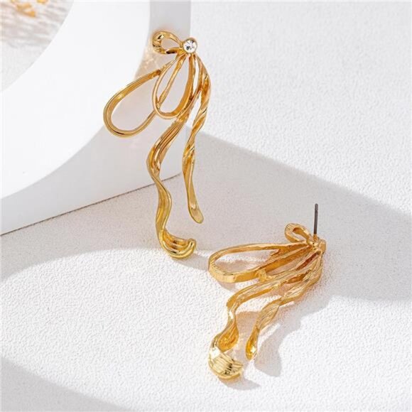 18K Gold-Plated Bow Earrings - Picture 3 of 5